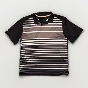 Black Clover Polo Shirt Mens Large Striped Lightweight Golf Preppy Live Lucky